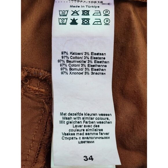 Summum Women's Silky Wide Leg Broek Brown Cotton Pants Size 34 - Picture 8 of 14